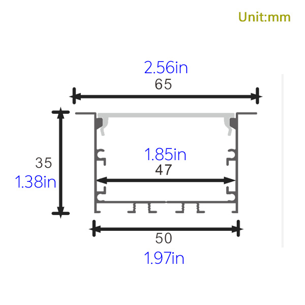 Flange 2 Inch Recessed Aluminum LED Housing, 35mm Height Flange 2 Inch Recessed Aluminum LED Housing, 35mm Height